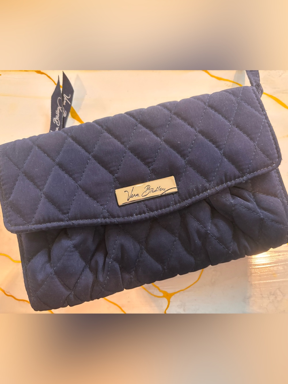 Vera Bradley Quilted Navy-Black Zip bag
